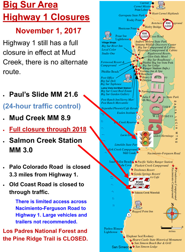Big Sur: obras/ cortes de carretera en la Highway 1 - Foro Costa Oeste de USA