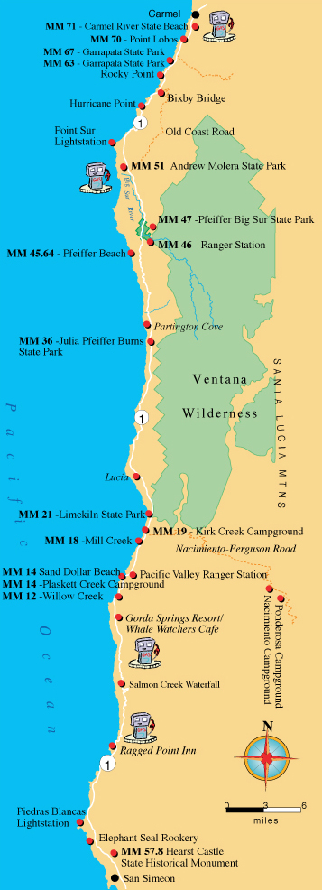 Big Sur Restroom Location Map