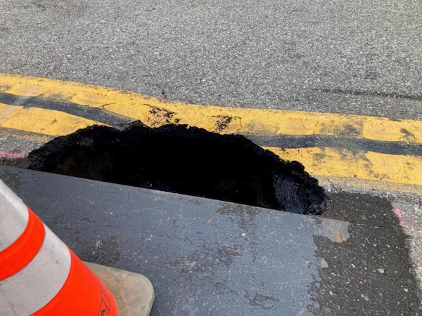 Sinkhole on Highway 1